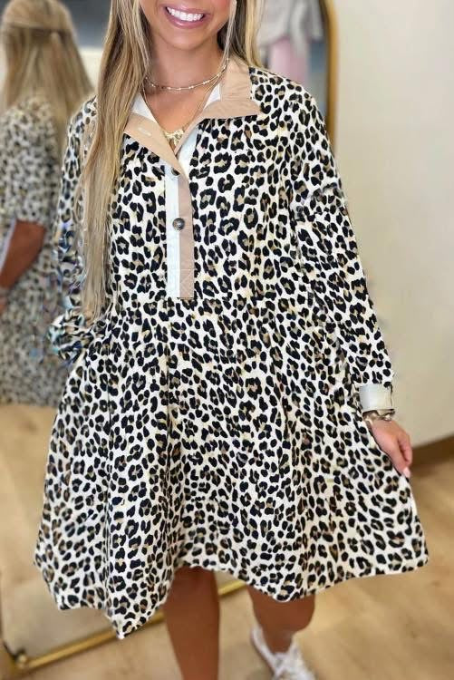 Long Sleeve Leopard Dress (Preorder)