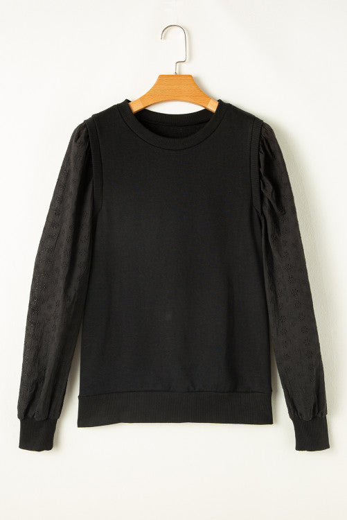 Eyelet Puff Sleeve Knit Top (Preorder)