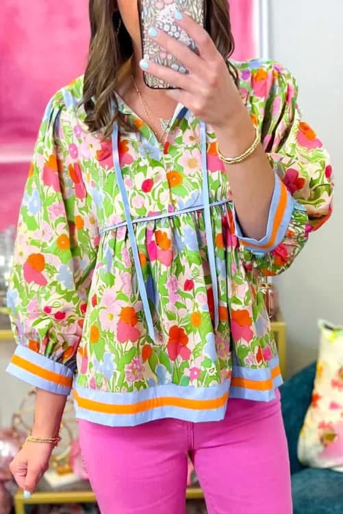 Multi Color Floral Top (Preorder)