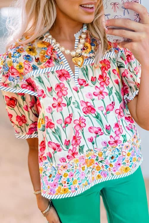 Multi Color Floral Top (Preorder)