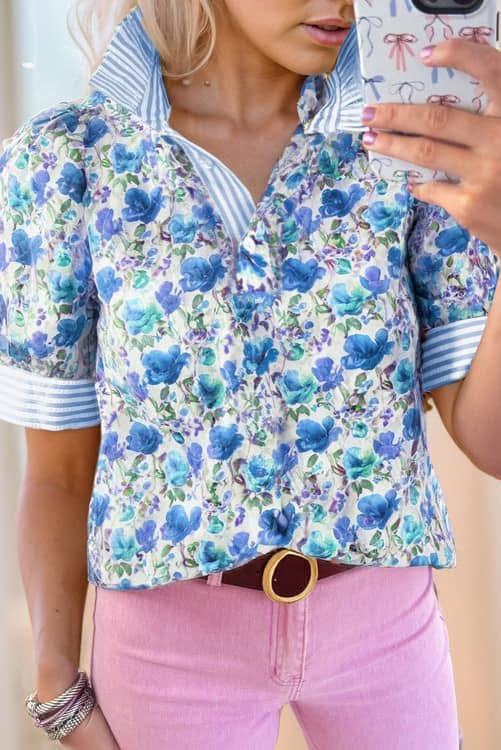 Blue Floral Top (Preorder)