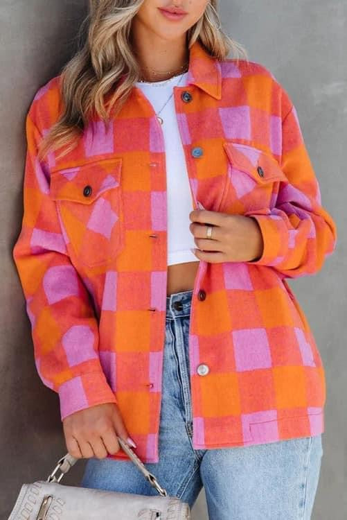 Pink Plaid Shacket (Preorder)