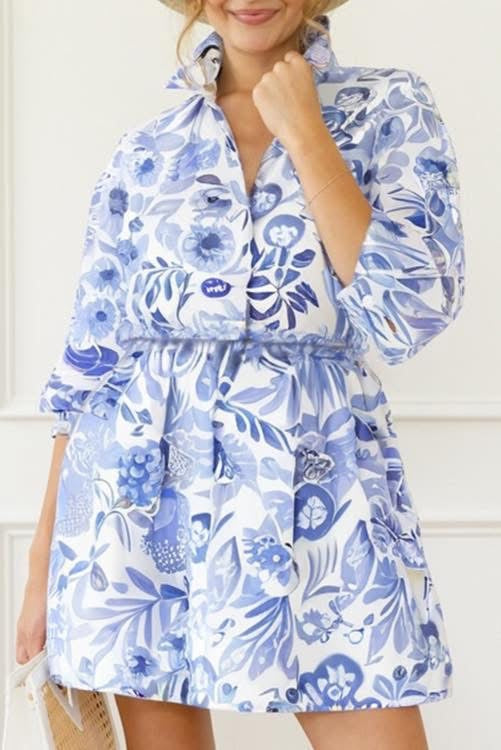 Blue Floral Dress (Preorder)