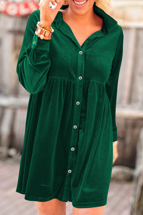 Velvet Button Down Dress (Preorder)