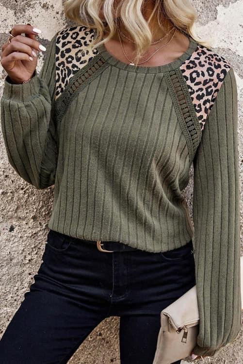 Leopard Detail Ribbed Knit (Preorder)