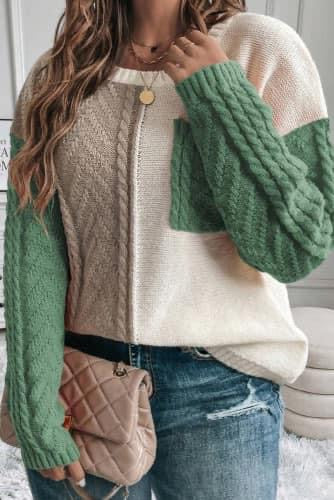 Green Color Block Sweater (Preorder)