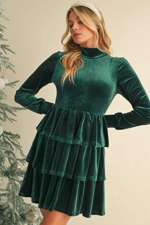 Velvet Green Dress (Preorder)