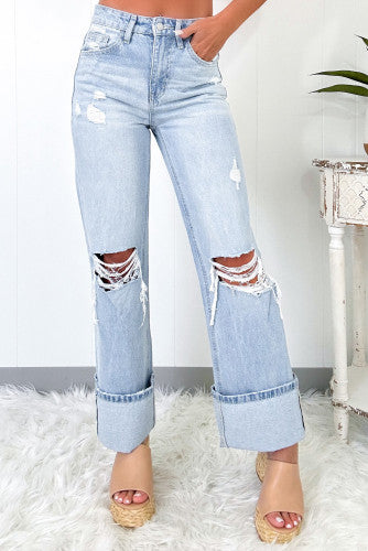 Distressed Cuffed Denim (Preorder)