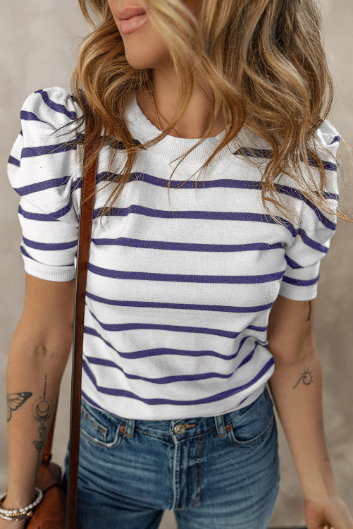 Striped Puff Sleeve Top (Preorder)