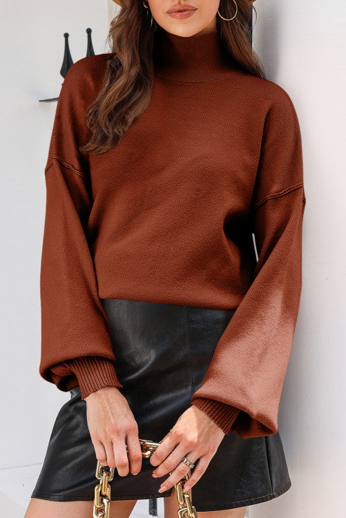 Rust Balloon Sleeve Sweater (Preorder)