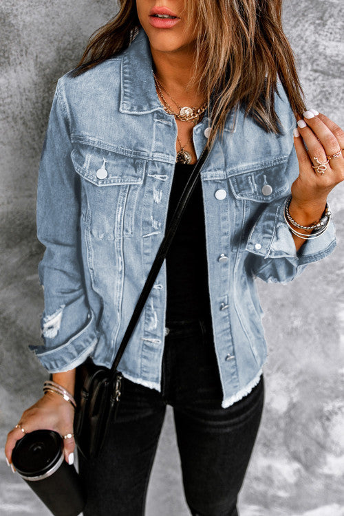 Denim Distressed Jacket (Preorder)