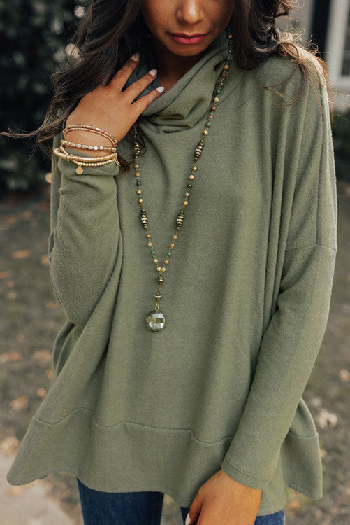 Olive Cowl Neck Sweater (Preorder)