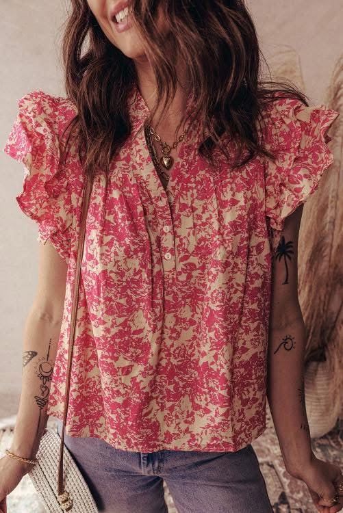 Pink Floral Blouse (preorder)