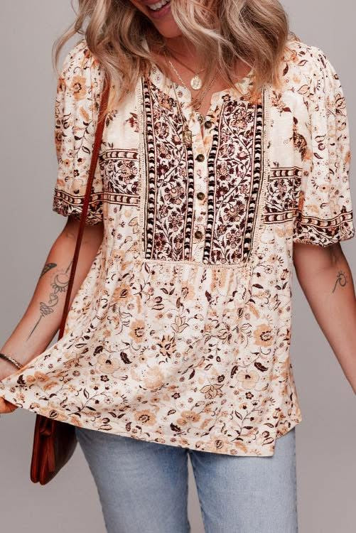 Boho Printed Blouse (preorder)