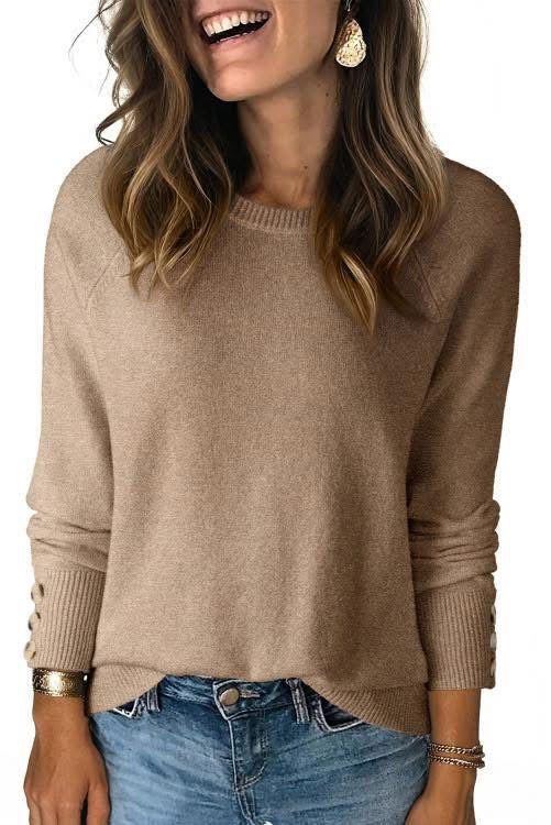 Tan Button Cuff Sweater (preorder)