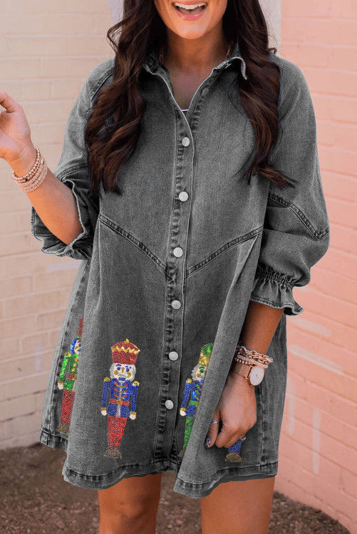 Nutcracker Denim Dress (Preorder)