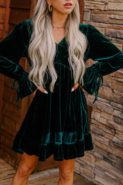 Green Velvet Dress (Preorder)