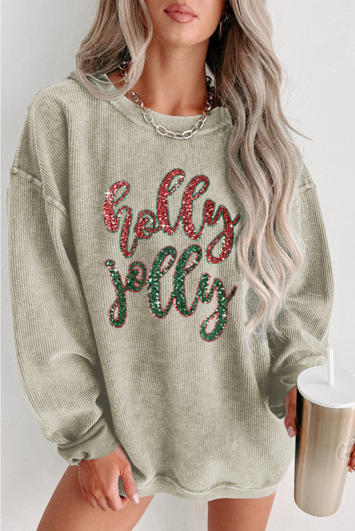Holly Jolly Ribbed Sweatshirt (Preorder)