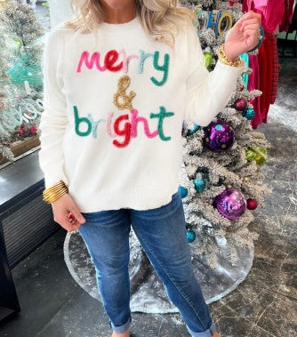 Merry and Bright White Sweater (Preorder)