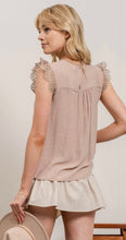 Load image into Gallery viewer, Lace Yoke Top (Light Mocha)
