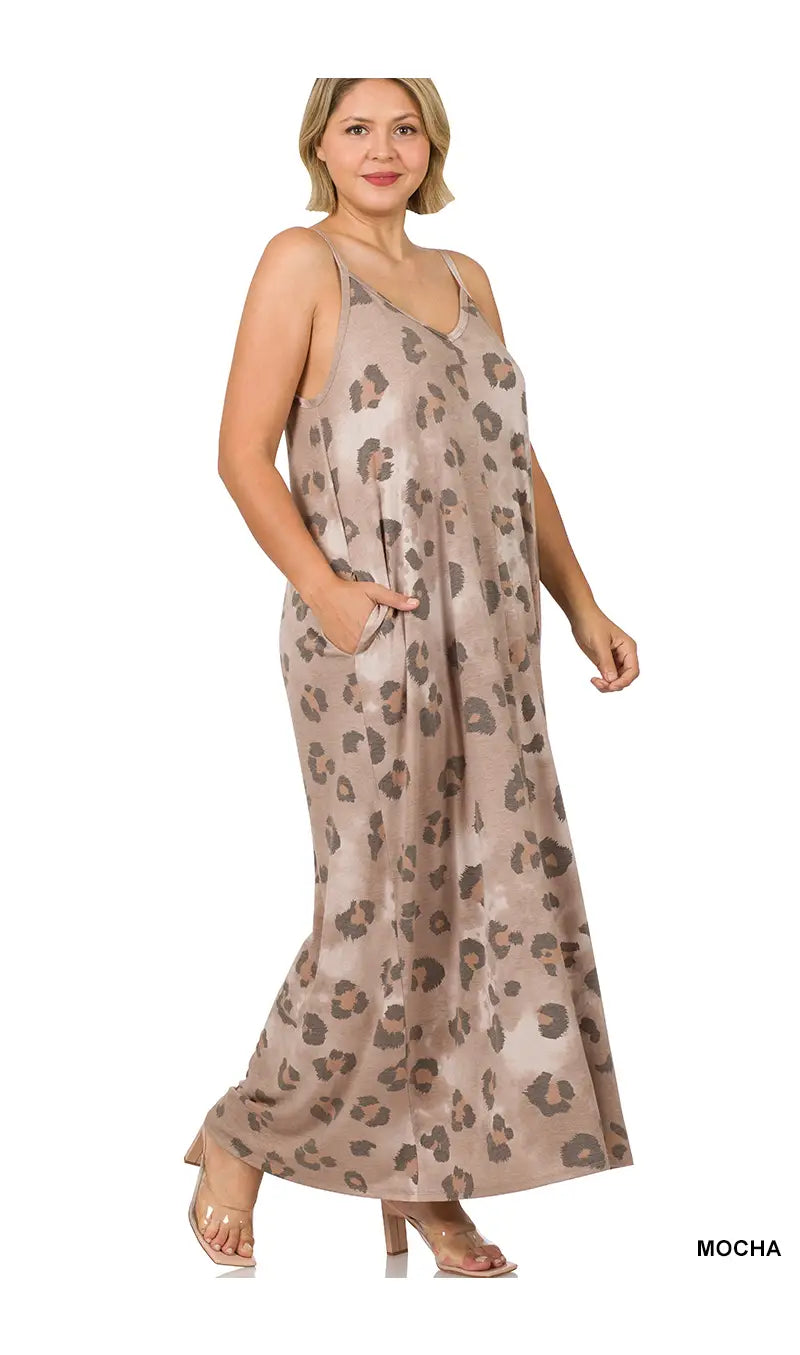 Plus Size Leopard Maxi Dress
