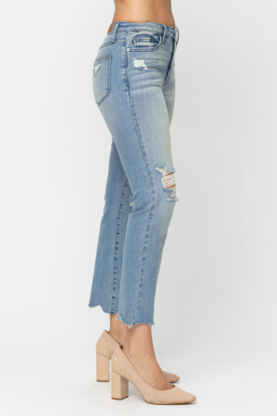 Judy Blue Straight Ankle Distressed Jeans