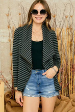 Load image into Gallery viewer, Stripe Asymmetrical Zip Up Jacket
