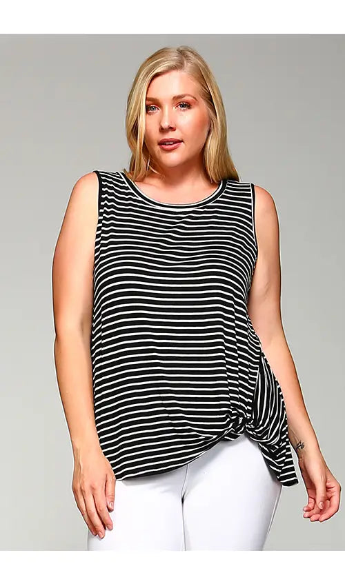 Plus Size Striped Twist Tunic