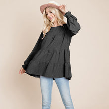 Load image into Gallery viewer, Long Sleeve Swiss Dot Tiered Blouse
