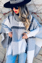 Load image into Gallery viewer, Gray Plaid Turtleneck Poncho

