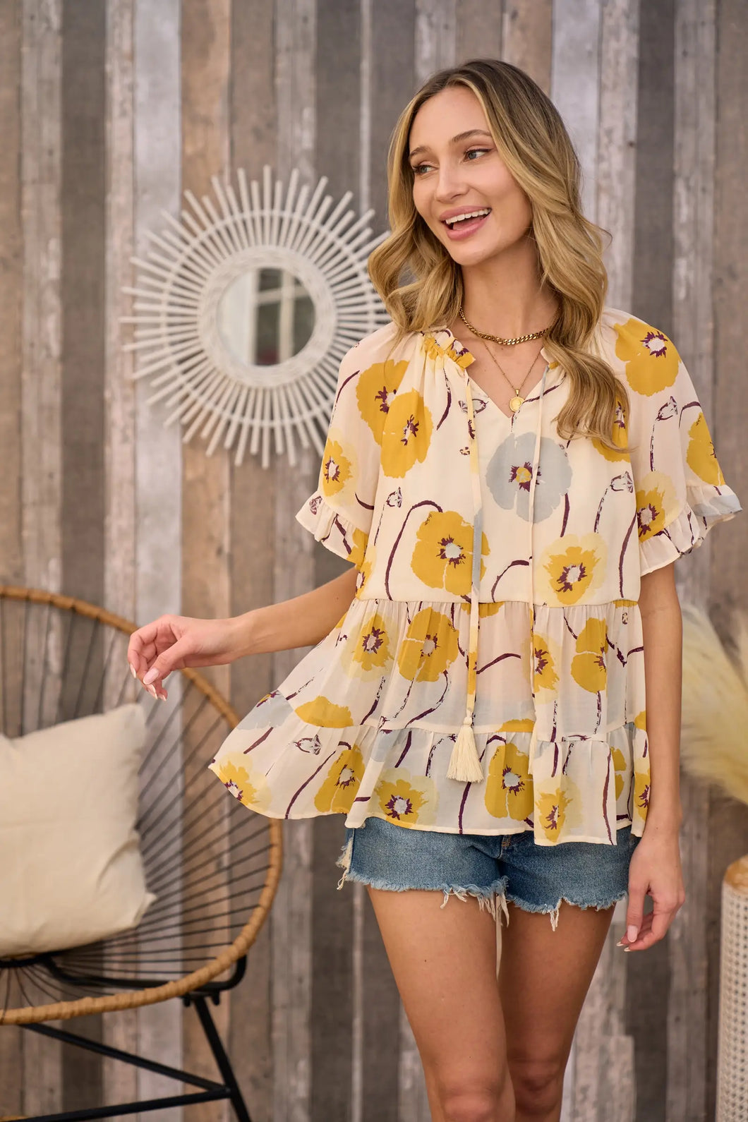 Floral Printed Tiered Blouse