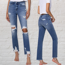 Load image into Gallery viewer, Flying Monkey Comfort Stretch Slim Straight Distressed Denim

