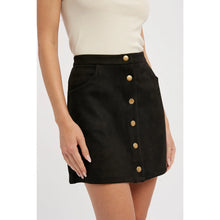 Load image into Gallery viewer, Faux Suede Button Down Mini Skirt
