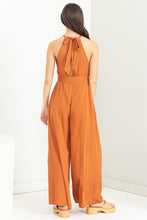 Load image into Gallery viewer, BELTED SLEEVELESS HALTER JUMPSUIT
