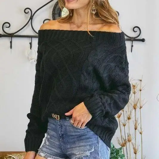 Cable Off the Shoulder Sweater