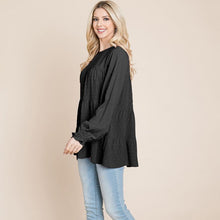Load image into Gallery viewer, Long Sleeve Swiss Dot Tiered Blouse
