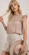 Load image into Gallery viewer, Lace Yoke Top (Light Mocha)
