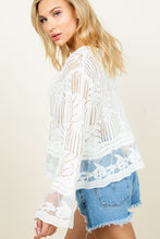 Load image into Gallery viewer, Embroidered Lace Peplum Sweater
