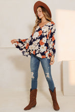 Load image into Gallery viewer, Floral Print V-Neck Long Sleeve Blouse
