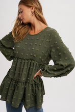 Load image into Gallery viewer, Olive Pom Pom Dot Blouse
