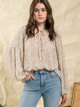 Load image into Gallery viewer, Floral Boho Tie Neck Blouse
