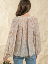 Load image into Gallery viewer, Floral Boho Tie Neck Blouse
