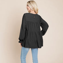 Load image into Gallery viewer, Long Sleeve Swiss Dot Tiered Blouse
