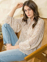 Load image into Gallery viewer, Floral Boho Tie Neck Blouse
