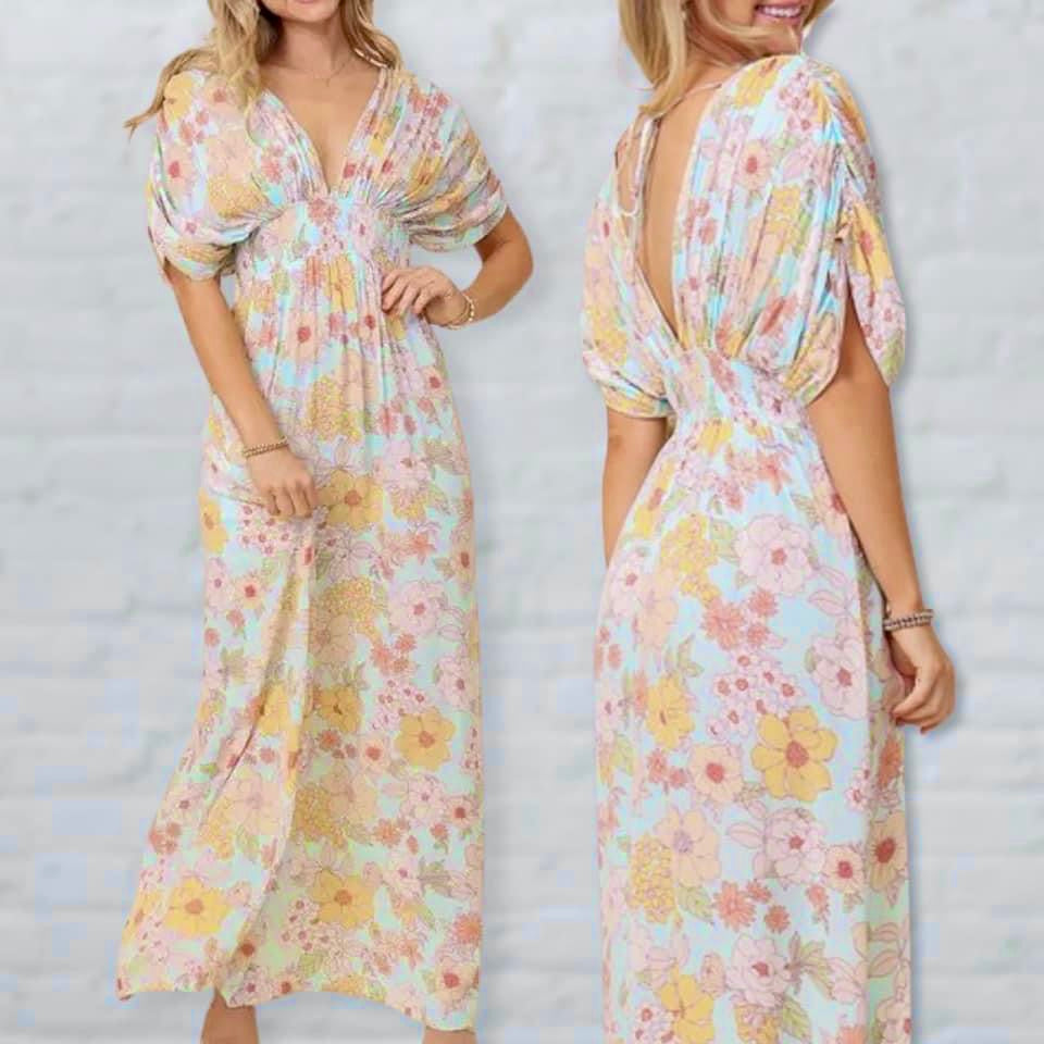 Floral Tie Back Maxi Dress