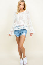 Load image into Gallery viewer, Embroidered Lace Peplum Sweater
