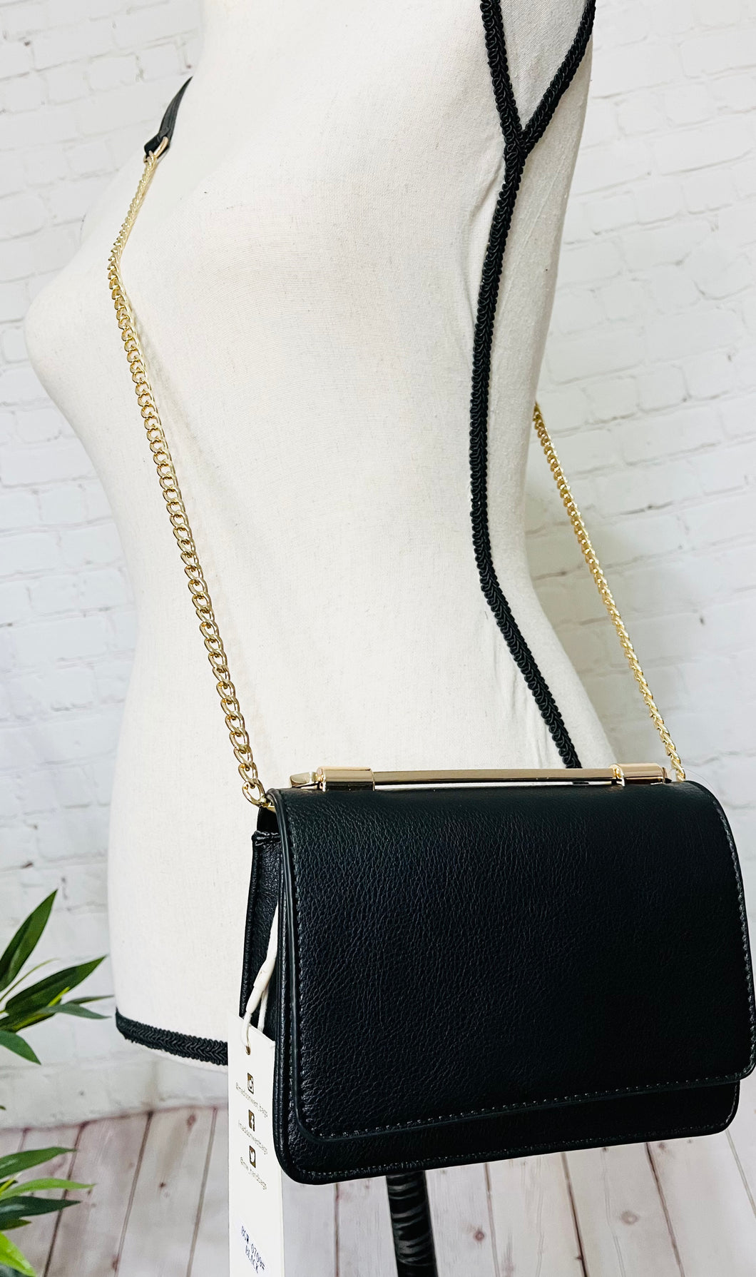 Faux Leather Rectangle Top Handle Bag