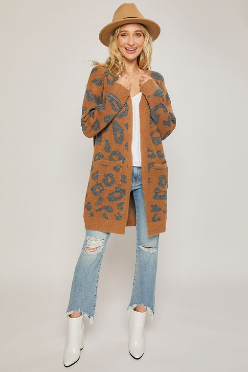 Cozy Leopard Cardigan (Mocha)