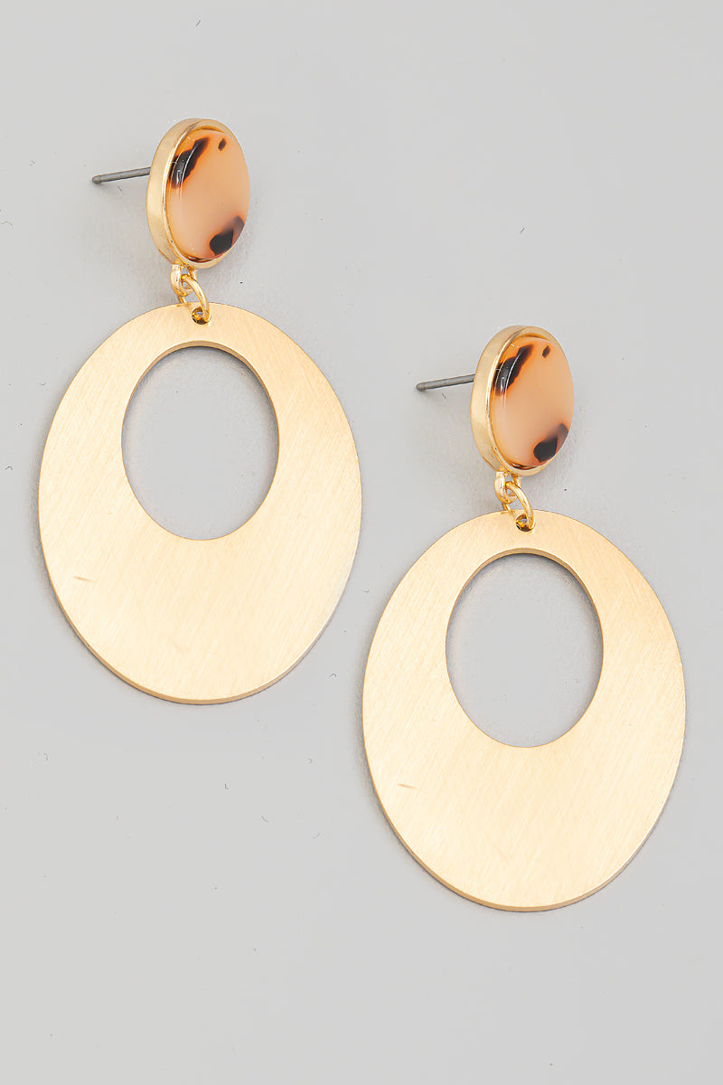 Oval Disc Drop Earrings