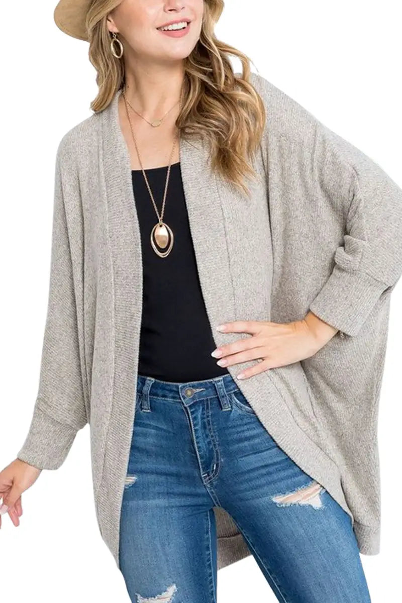 Open Shawl Brushed Cardigan